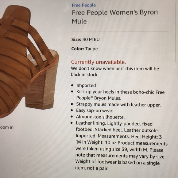 FREE PEOPLE mule camel block heel NEW - Picture 16 of 16